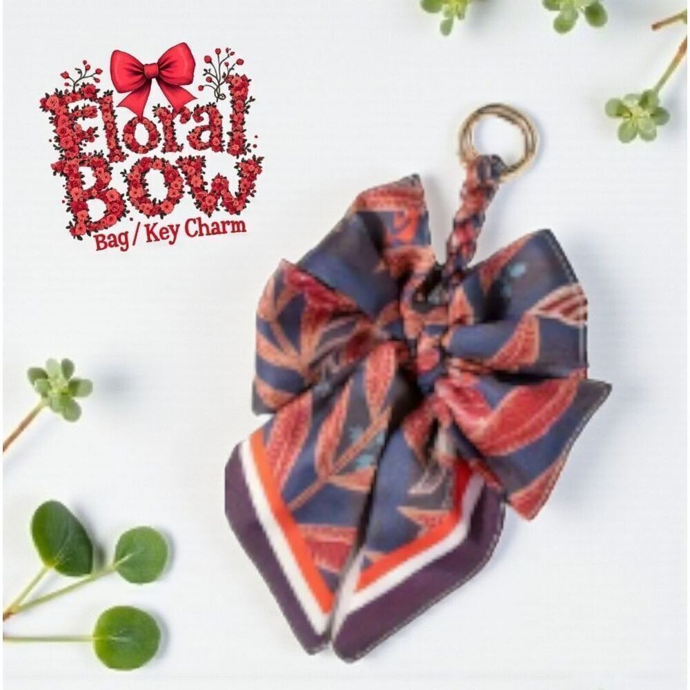 Floral Bow Bag/Key Charm - Multicolor